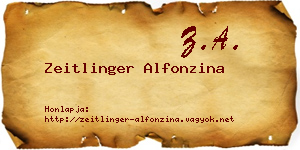 Zeitlinger Alfonzina névjegykártya